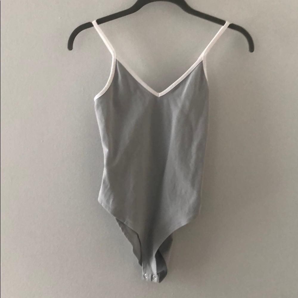 blue v-neck bodysuit